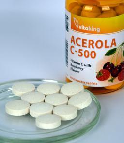 Acerola C-vitamin rágótabletta 500mg - Málnás ízben - Vitaking