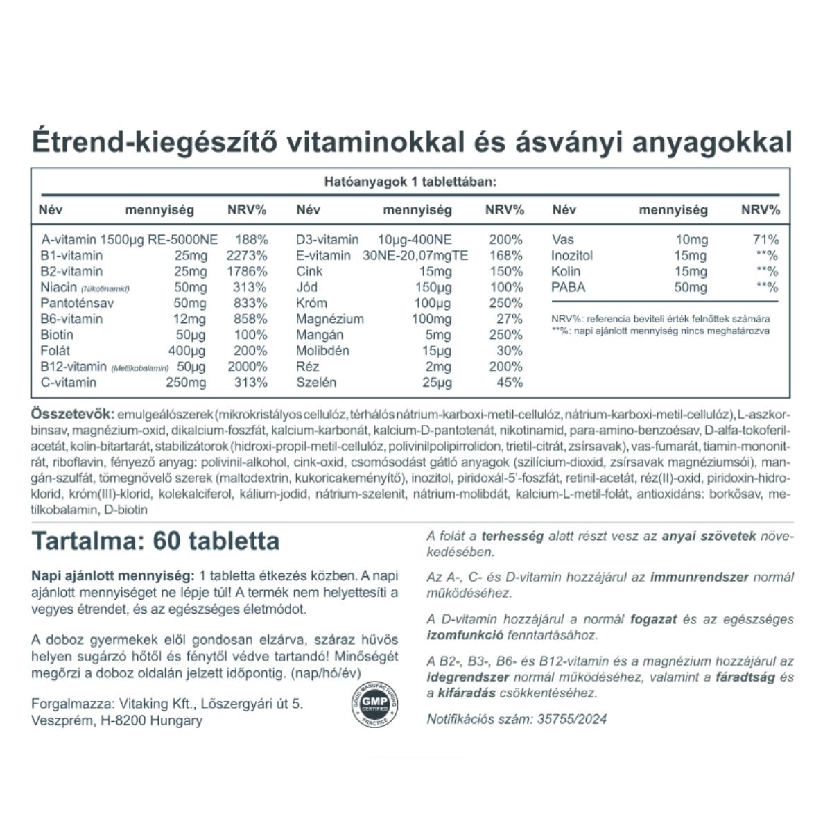 9 hónap multivitamin (60) - vitamin kiegészítés a várandósság időszakára