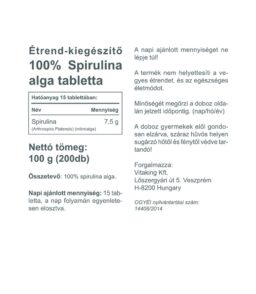 Vitaking 100% Spirulina alga 500mg (200 db)