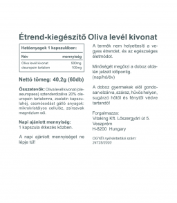 Vitaking Olivalevél kivonat 500mg (100mg sztenderdizált oleuropein)
