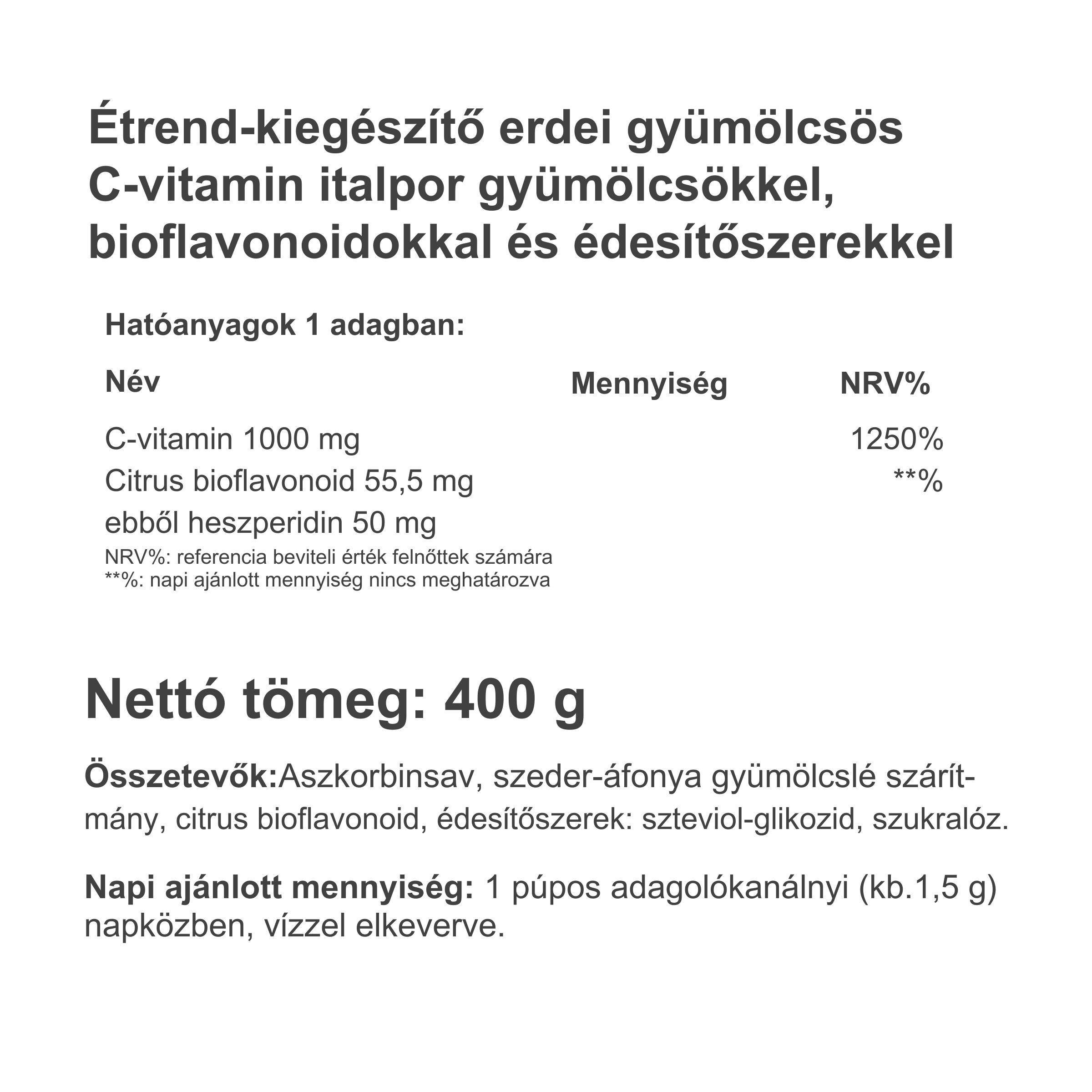 Instant Supreme C-1000 (biof) erdei gyümölcs íz 400g