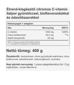 Instant Supreme C-1000 (biof) citrom íz 400g
