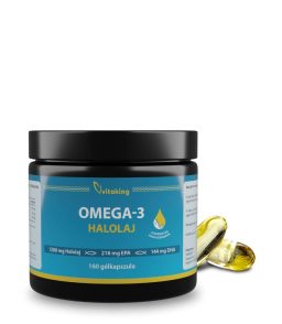 Vitaking Omega 3 halolajat természetes triglicerid formában, amely könnyen emészthető és hatékony felszívódást biztosít a szervezetben, kiváló minőségű omega-3 EPA és DHA zsírsavakkal.