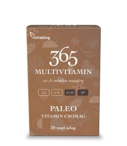 365 Multivitamin Paleo csomag: Vitaminok (+ extra K2 és D3 vitamin) Omega-3, Spirulina alga és szerves magnézium biszglicinát.