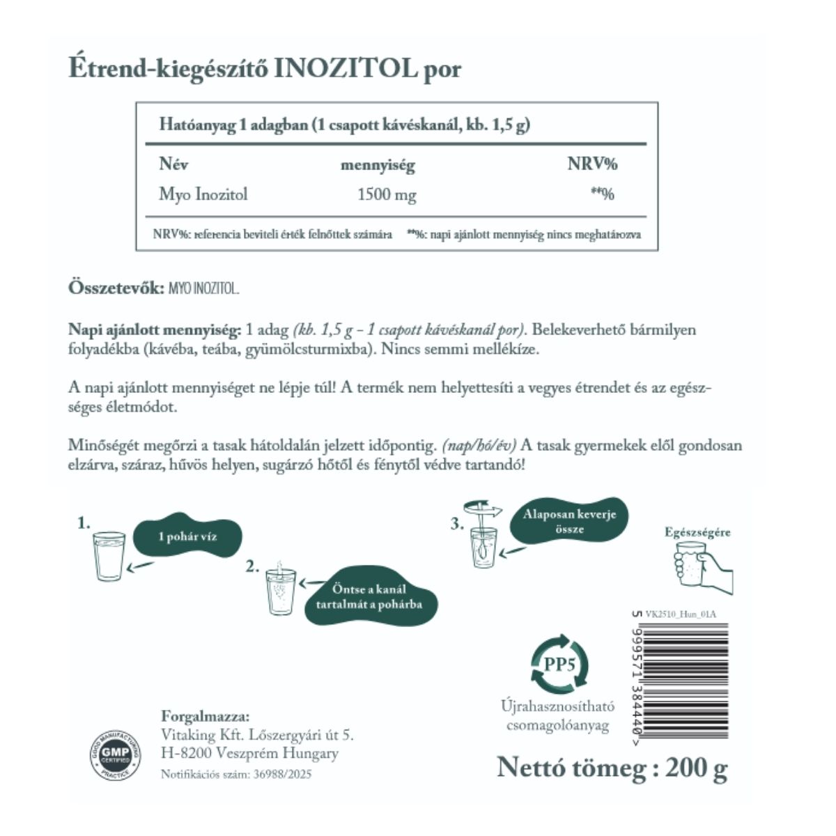 100% Myo Inositol por 200 g